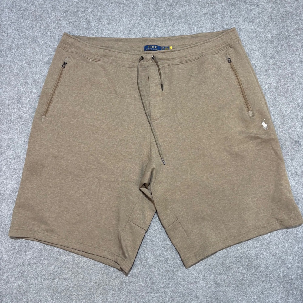 Polo Ralph Lauren Mens 2XLT Brown Knit Zip Pocket Drawstring Shorts Big & Tall